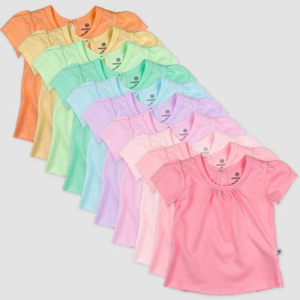 Honest Baby Organic Spring Pastel shirt bundle 10pk Rainbow T-Shirts NWT SZ 0-3M